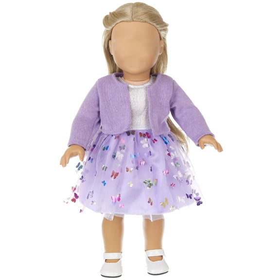 Purple Purple Doll Clothes Set For 18 Inch Dolls Includes Coat Dress And Headband Winter Wear