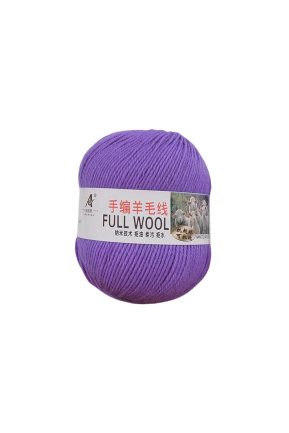 Purple Purple Pure Wool Knitting Yarn 50G Super Soft Mercerized For Sweater Scarf Diy Weaving Craft