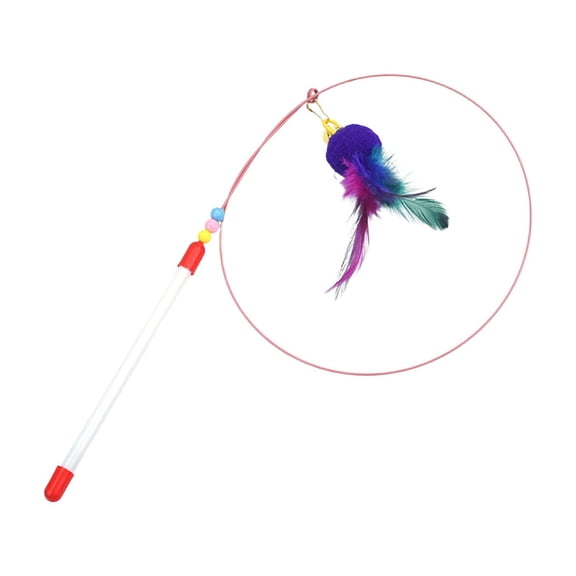 Purple Purple Telescopic Cat Wand Toy With Feathers Bell Retractable Metal Plastic Rod For Indoor Cats Play Exercise Entertainment