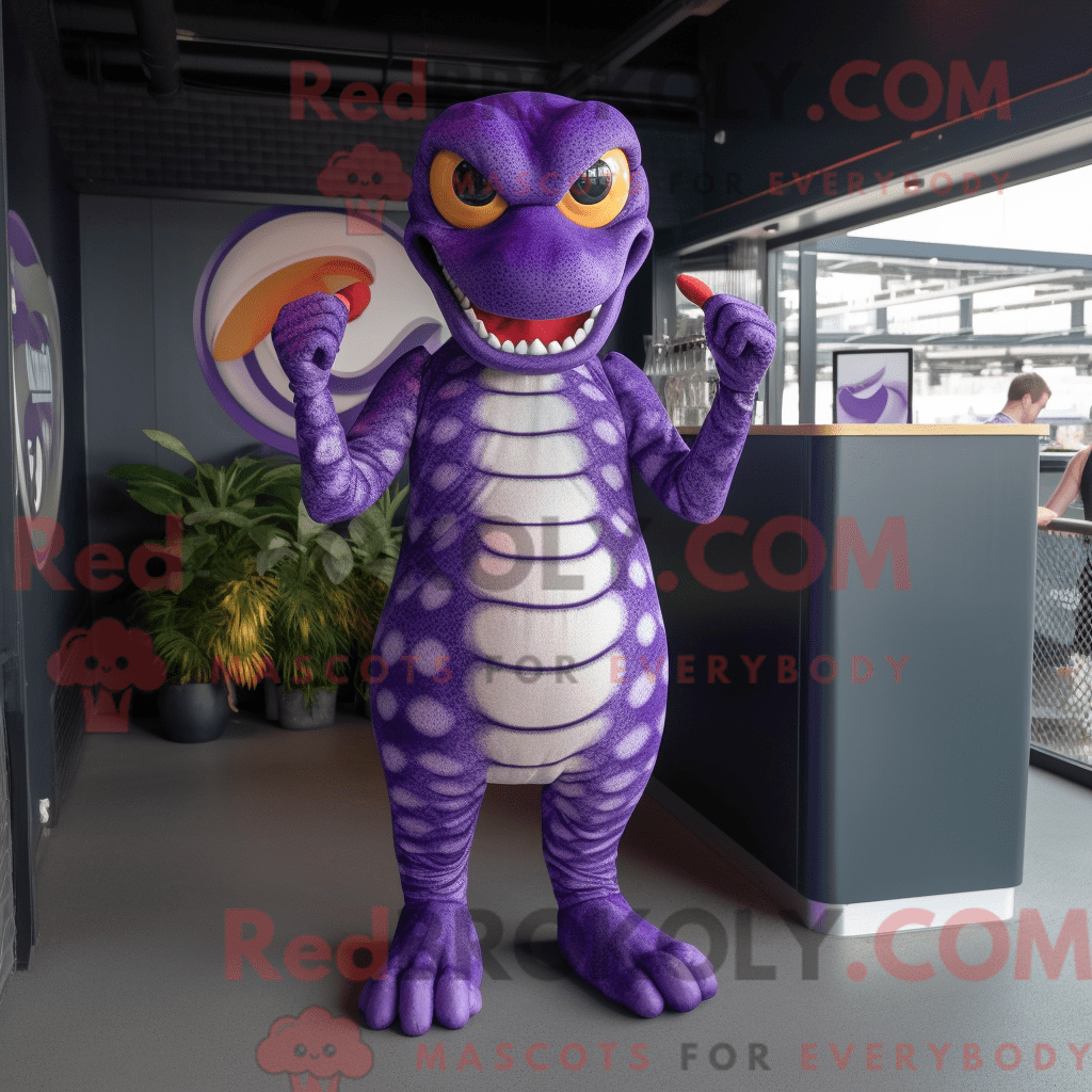 Purple Python REDBROKOLY mascot costume character dressed with a Bikini ...