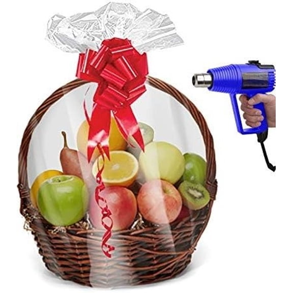 Purple Q Crafts Shrink Wrap Basket Bags 10 Pack For Gift Clear cellophane PVC Shrink Bags 24"X 30"