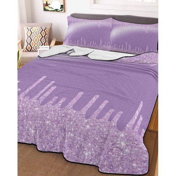 Purple Queen Size Down Alternative Comforter, Lightweight Comforter Quilt Bedding Set with Pillow Shams Modern Minimalist Silver Gradient Texture Art All Seasons Bed Comforter Duvet Insert 90"x96"
