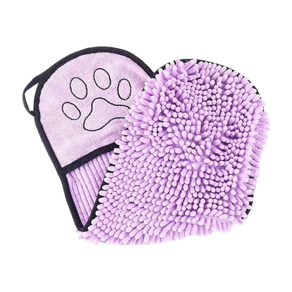 Purple Quick Dry Absorbent Chenille Pet Bath Towel Soft Thick Microfiber For Cats Dogs Puppy Accessories
