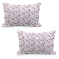 thumbnail image 1 of Purple Quilted Pillowcover Set of 2, Delphinium Floret Branches with Blooming Roots Seasonal Twigs Nature Pattern, Standard Queen Size Pillow Cover for Bedroom, 30" x 20", Violet Green, by Ambesonne, 1 of 1
