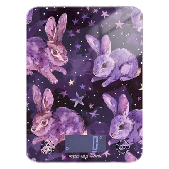 Purple Rabbits Stars Food Scale Digital Kitchen Scale Waterproof Grams Ounces lbs for Weight Loss