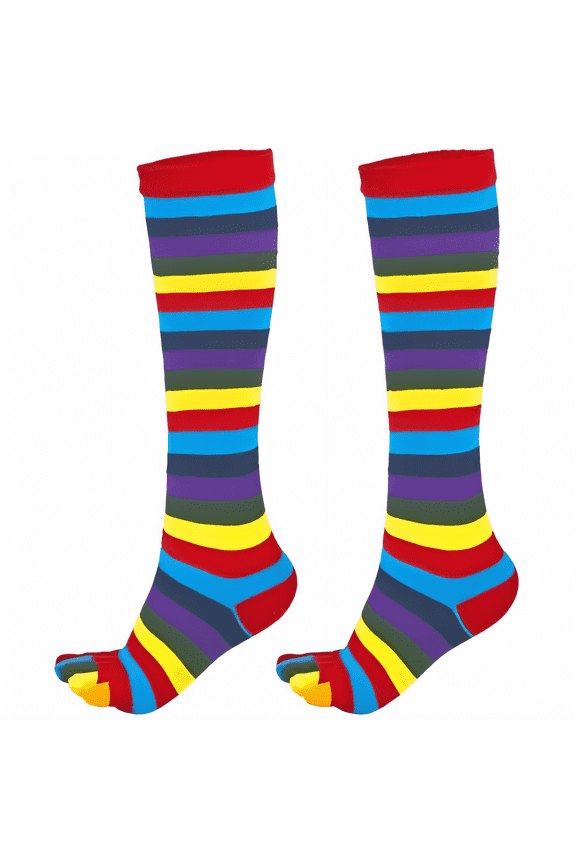 Purple Rainbow Knee High Socks (Toe Socks)