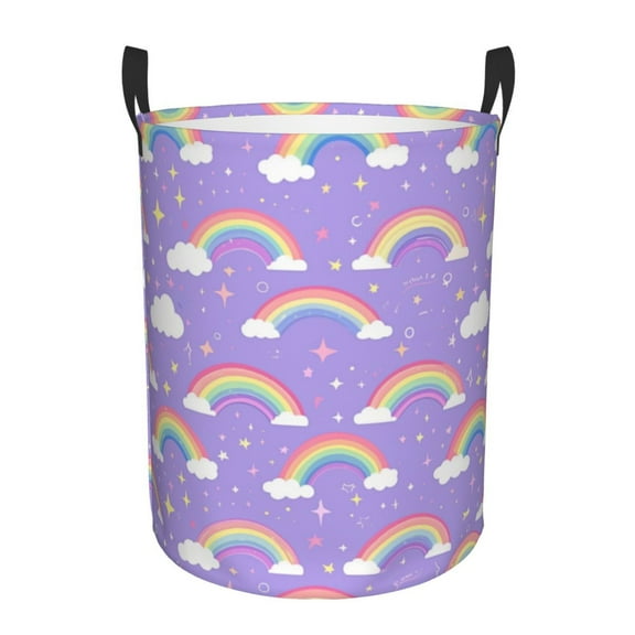 Purple Rainbow Laundry Hamper Small Storage Basket/Toy Organizer/Dirty Clothes Bucket