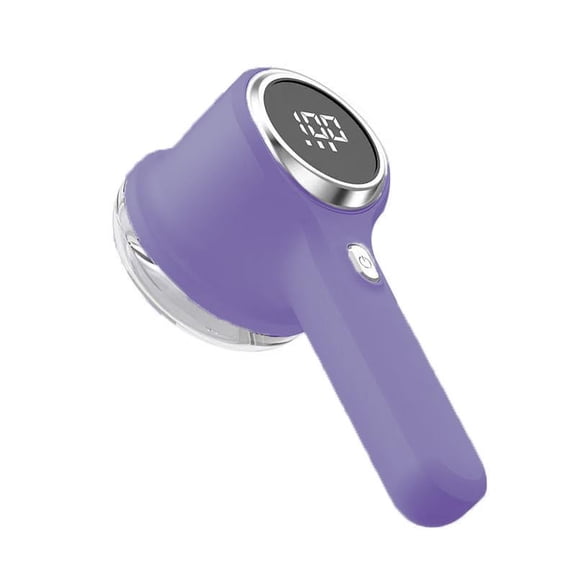 Purple Rechargeable Fabric Hairball Trimmer, Electric Lint Remover for Clothes,LED Digital Display,Portable Lint Ball Remover Shaver,Home Clothes Shaver Machine