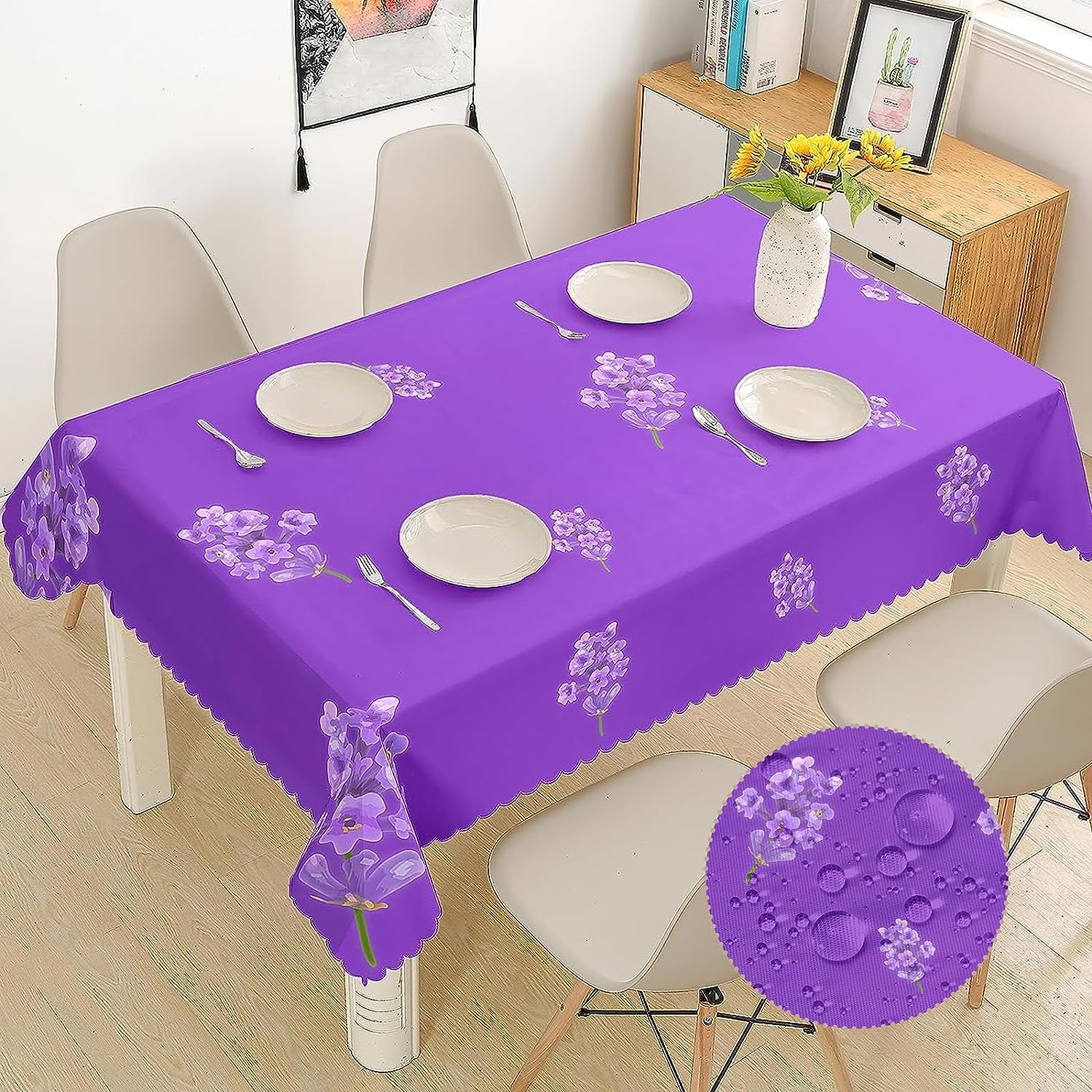 Purple Rectangle Tablecloth, Lavender Table Cloths 60x102 Inch,  Water-Repellent Stain Resistant and Wrinkle-Free, Purple Table Cover for  Home Kitchen ..., image size:1500x1500