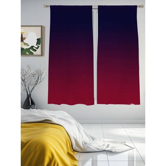 Purple Red Sheer Curtains 72 inches Long 2 Panels Set Gradient Tiers Sheers Rod Pocket Small Window Short Curtains for Kitchen Cafe, Each 52" W x 72" L