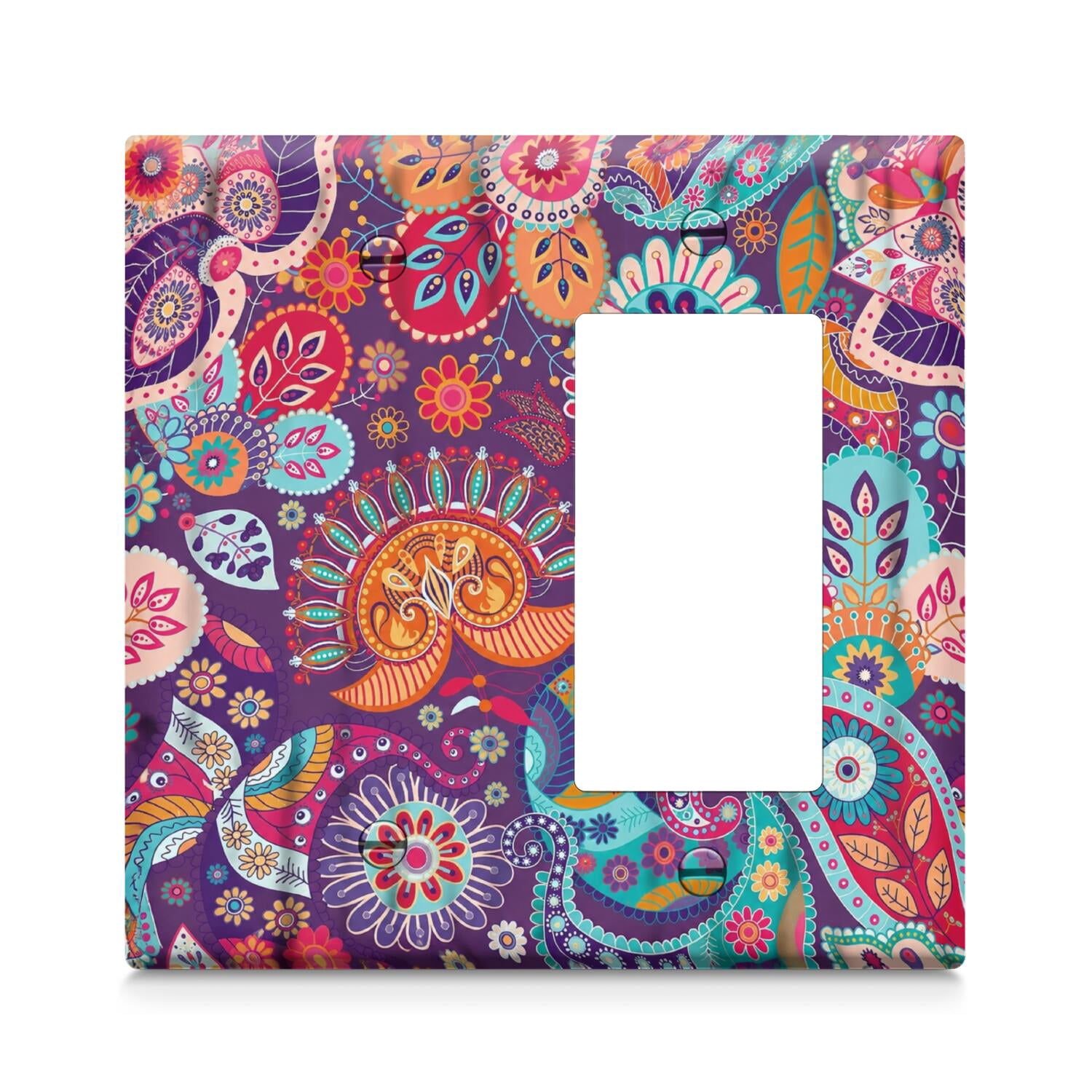 Purple, Red, Teal Floral Meadow 1-Gang Blank Switch & Outlet Plate, PC ...