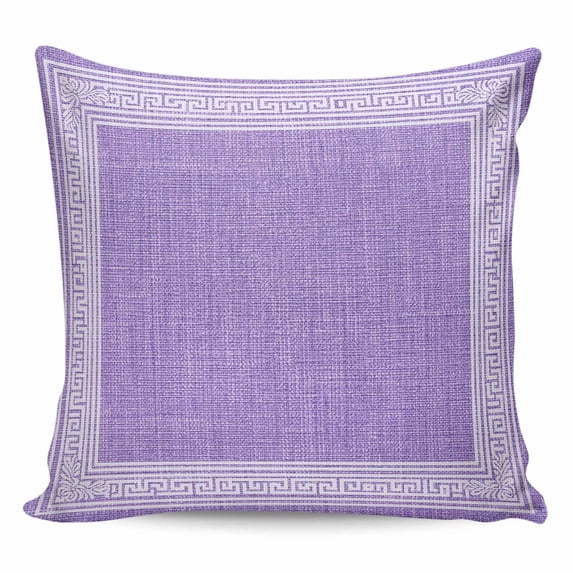Purple Retro Greek Key Pillow Covers 24x24 Inch Decorative Throw Pillow Cover, Geometric Greece Ancient Rustic Sofa Pillowcases Accent Cushion Case Home Decor Bedroom Living Room