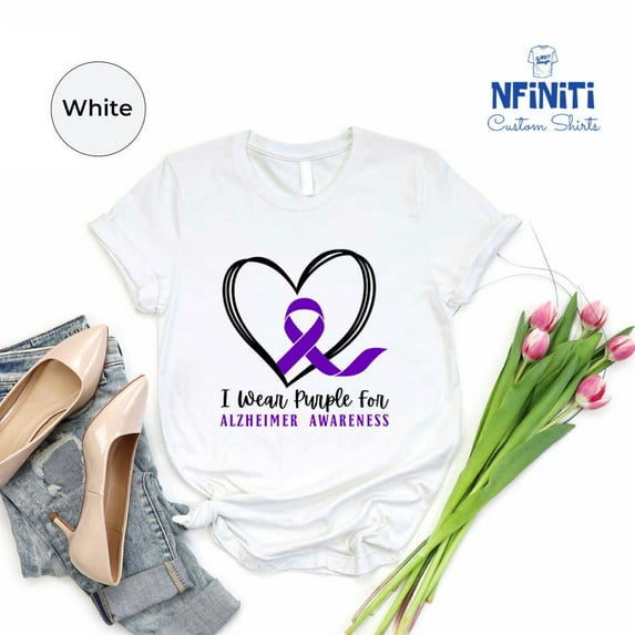 Purple Ribbon Alzheimer's Awareness T-Shirt, Warrior Gift All Size S-5Xl