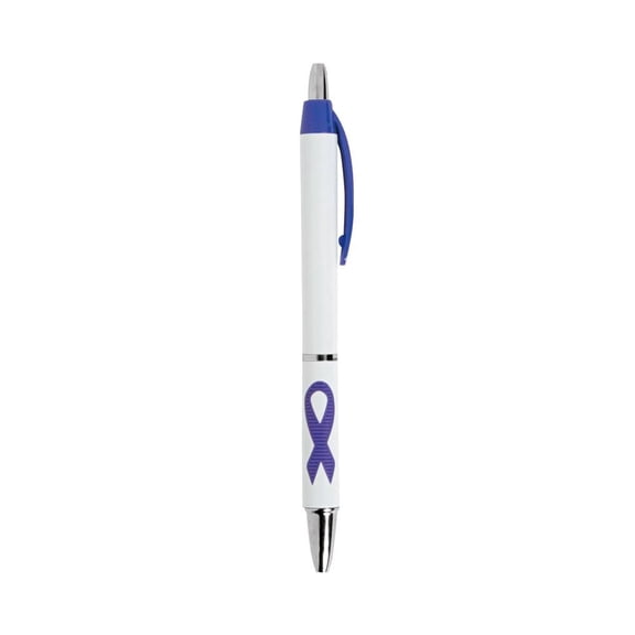 5 1/2" Purple Ribbon Awareness Black Ink Plastic Grip Pens - 24 Pc.