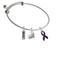 thumbnail image 1 of Purple Ribbon Lil Sister Heart Expandable Bangle Bracelet, 1 of 1
