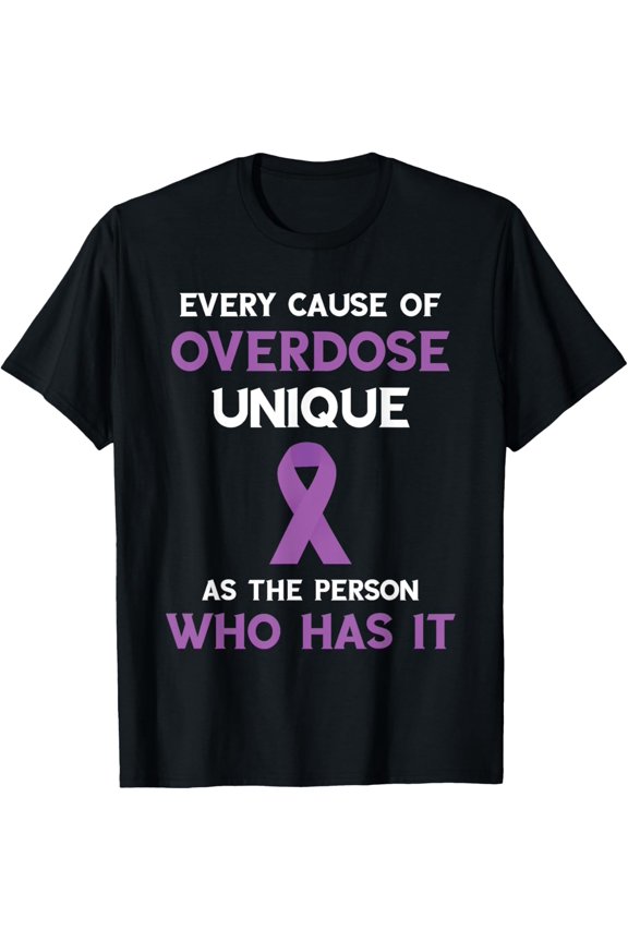 Purple Ribbon Unique Overdose Cause Overdose Awareness T-Shirt