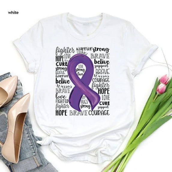 Purple Ribbon Wreath Sign: Pancreatic Cancer Awareness Door Decor SWEATSHIRT All Size S-5XL