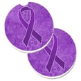 thumbnail image 1 of Purple Ribbon for Pancreatic & Leiomyosarcoma Cancer Awareness Set of 2 Cup Holder Car Coaster, 1 of 1