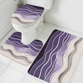 thumbnail image 1 of Purple Ripple Bathroom Rugs Set Purple Gradient Non Slip Absorbent Soft Bath Mats 3 Piece Set with Bathroom Rug, U-Shaped Floor Mat, Toilet Seat Cover Small Size, 1 of 9
