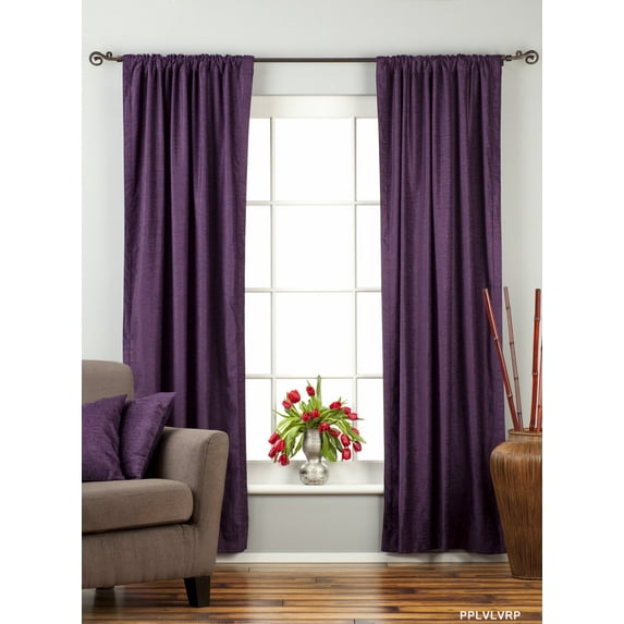 Purple Rod Pocket Velvet Curtain / Drape / Panel - 80W x 63L - Piece