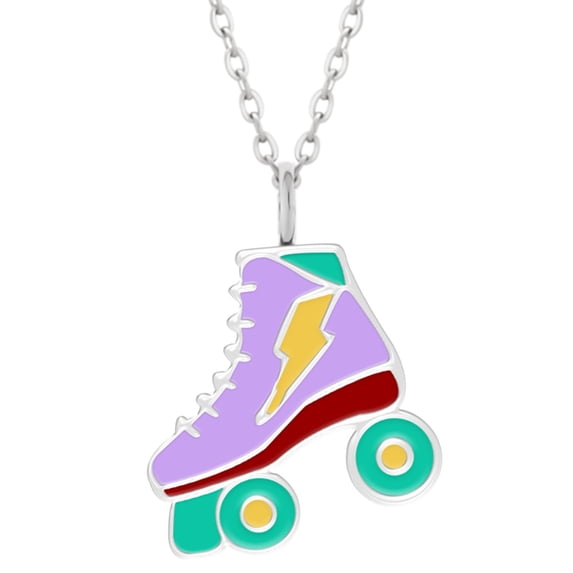 Purple Roller Skates Necklace 925 Sterling Silver