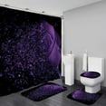 thumbnail image 1 of Purple Rose 4 Pcs Shower Curtain Sets Non-Slip Rugs Bath Mat Toilet Cover U Shaped Mat Black Purple Shower Curtain with 12 Hooks Red Rose Valen, 1 of 7
