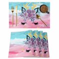 thumbnail image 1 of Purple Rose Antlers Placemats Set of 12, Abstract Art Teal Pink Fancy Flowers Placemats for Dining Table, Place Mats for Kitchen Tabletop, Waterproof Wipeable Dining Table Mats Set, 1 of 9