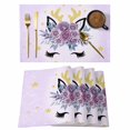 thumbnail image 1 of Purple Rose Antlers Placemats Set of 4, Abstract Art Fancy Flowers Stars Placemats for Dining Table, Place Mats for Kitchen Tabletop, Waterproof Wipeable Dining Table Mats Set, 1 of 9