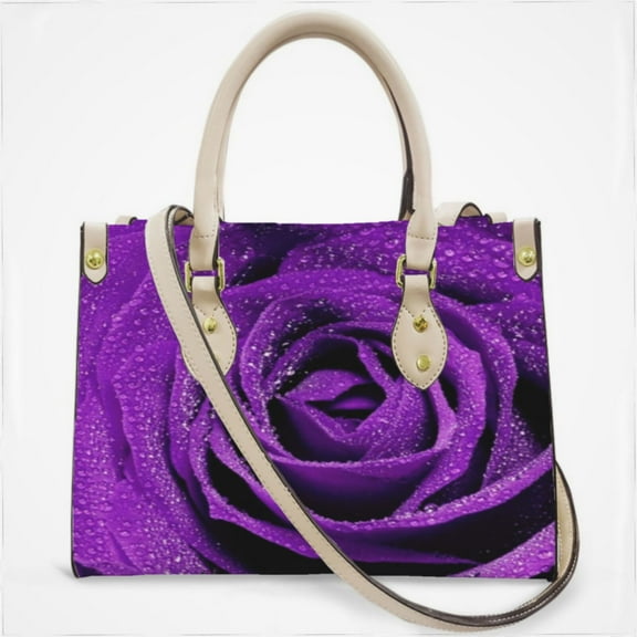 Purple Rose Cross Body Bags For Women Small Leather Female Handbags Fashion Top-Handle Totes