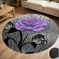 thumbnail image 1 of Purple Rose Floral Flowers Round Carpet Living Room Bedroom Home Decoration Coffee Table Mat Lounge Rug Chair Mats, 1 of 5