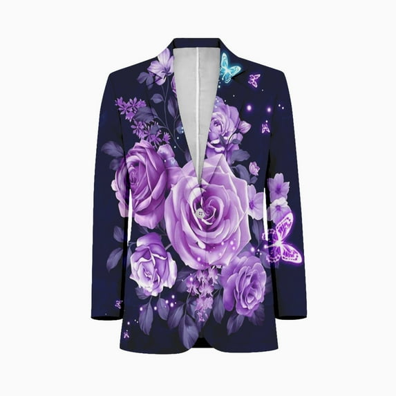 Purple Rose Flower Men Blazers Slim Clothing Summer Jacket Man Oversize Daily Suits Tops