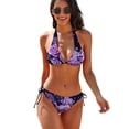 thumbnail image 1 of Purple Rose Flower Women's Bikini V Neck Swimsuit Set 2 Piece Over Size Bathing Suit Side Triangle Bathing Suit, 1 of 9