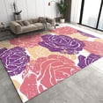 thumbnail image 1 of Purple Rose Flowers Area Rugs, Modern Romantic Hand-Painted Simple Anti-Slip Bedroom Rug, Large Area Rug Machine Washable Easy Cleaning Apply to Cafe Office Door Mats Porch 4x6ft, 1 of 6
