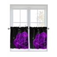 thumbnail image 1 of Purple Rose Kitchen Curtains Tier 36 Inch Length, Abstract Spring Flowers Vintage Black Rod Pocket Light Filtering Window Curtains Living Room Bedroom Curtain Drapes Cafe Curtain 27.5''x36''x2, 1 of 6