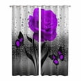 thumbnail image 1 of Purple Rose Kitchen Curtains Window Panels, Raindrops Floral Butterfly Abstract Grey Art Insulated Window Treatment Curtain, Grommet Curtains for Bedroom/Living Room/Bathroom, 2 Piece 42"Wx84"L, 1 of 8