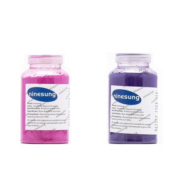 Purple, Rose Red Iron Oxide Powder, Concrete Dye Powdered for Concrete, Cement, Mortar, Grout, Plaster, Colorant, 2 Colors Iron Oxide Pigment Powder - 4 Ounces