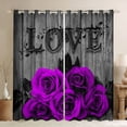 thumbnail image 1 of Purple Rose Window Curtains 52"Wx84"L Purple Black Romantic Floral 30%-50% Blackout Curtains Women Valentine'S Day Flower Window Curtains Retro Rustic Farmhouse Rose Window Treatments 2 Panels, 1 of 6