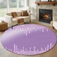 thumbnail image 1 of Purple Round Area Rug 7 FT, Non Slip Living Room Area Carpet, Modern Minimalist Silver Gradient Texture Art Washable Soft Circular Rug Non-Shedding Floor Carpet for Bedside Office Play Room Classroom, 1 of 9