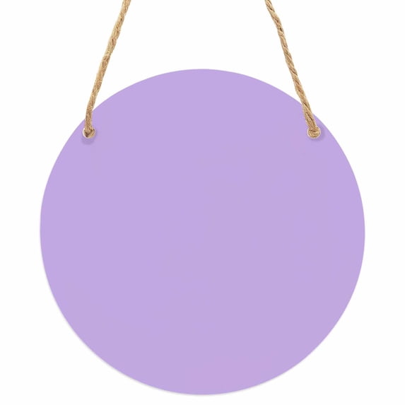 Purple Round Front Door Welcome Sign, 7.8 Inch Wall Hanging Decor for Indoor Outdoor, Modern Pure Lavender Purple Home Porch Hanger Decorations for Holiday Gift