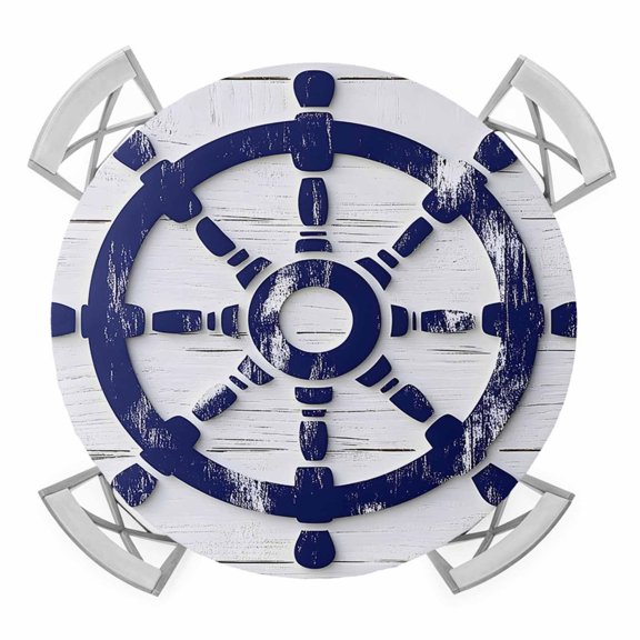 Purple Rubber Elastic Fitted Round Table Cover White Wood Grain Waterproof Outdoor Tablecloth for Holiday Party, Picnic, Patio & Dining Fits Tables Up to 45"-54"