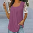 thumbnail image 1 of Purple S WIZUTIZ Plus Size Tops for Women up to 30% Off Elegant Cotton Soft Fluffy Fashion Tshirt Ladies Comfy Crew Neck Tops Trendy Short Sleeve Tshirts Summer-Beach Plain Tee Plus Solid Shirts T-sh, 1 of 5