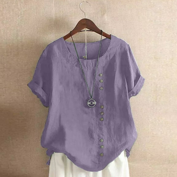 Purple S WIZUTIZ T Shirts for Women up to 60% Off Plus Size Fluffy Loose Fit Cotton Soft Tshirts Short Sleeve Athletic Solid T-shirt Sports Ladies Shirts Vintage Plus Tee Breathable Crew Neck Blouse