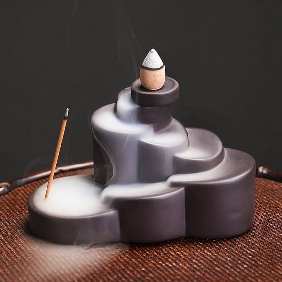 Purple Sand Backflow Aromatherapy Incense Burner Simple Modern Cylindrical Waterfall Aromatherapy Stove Decoration Crafts