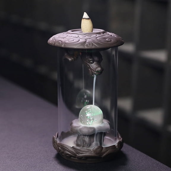 Purple Sand Creative Dragon Backflow Incense Burner LED Light Windshield Dragon Reflow Incense Holder Burner Home Decoration