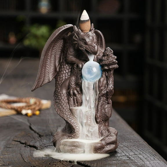 Purple Sand Dragon Incense Waterfall Burner Backflow Incense Holder Incense Cones Censer Aromatherapy Ornament for Home Office Yoga Decor