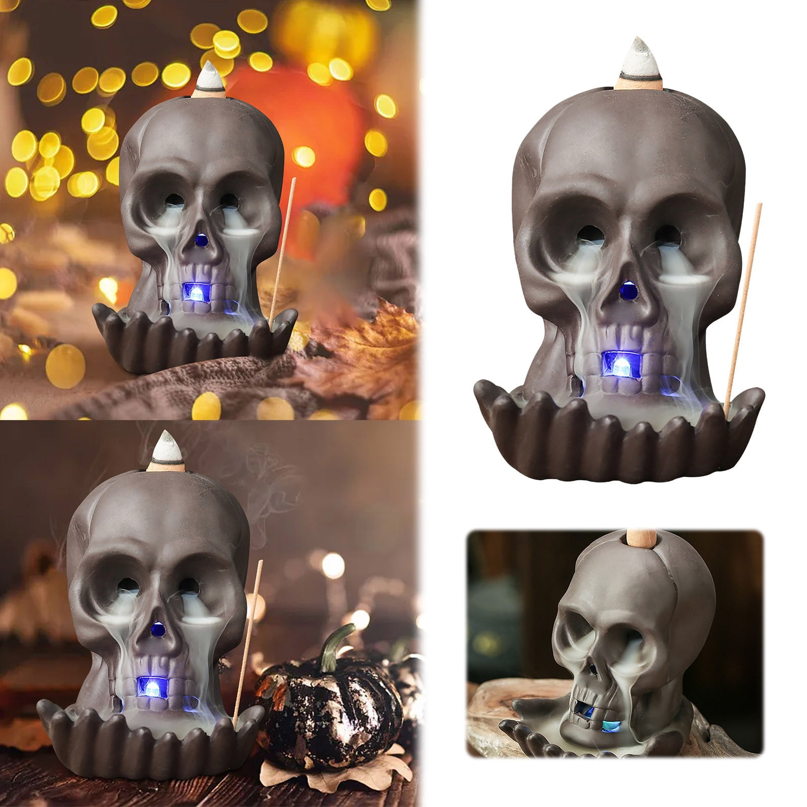Purple Sand Incense Burner Backflow Incense Burner LED Lamp Candle