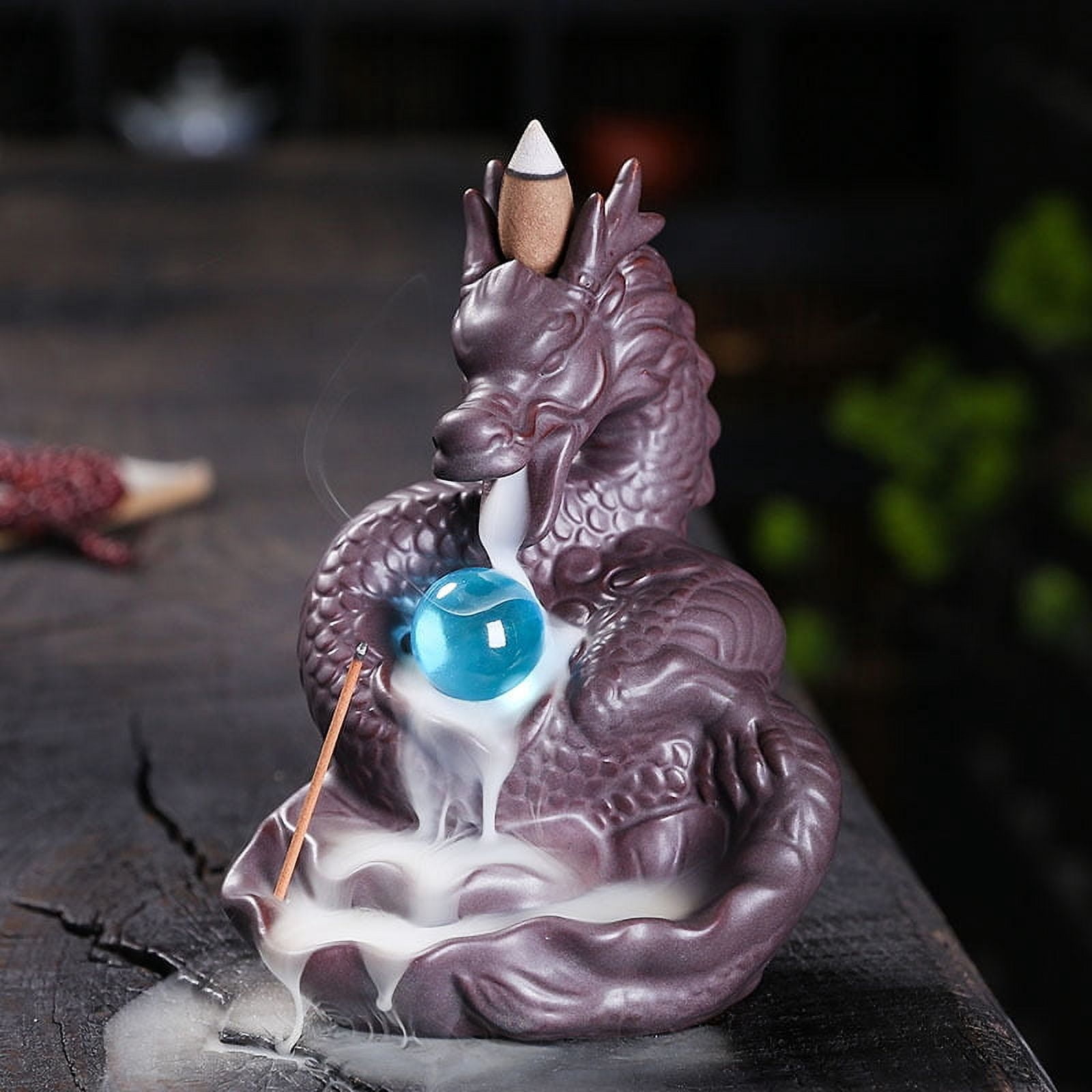Purple Sand Incense Burner Classic Waterfall Backflow Aromatherapy Holder Creative Dragon Playing Ball Incense Burner Handicrafts
