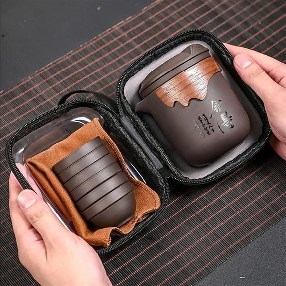 Purple Sand Travel Teaset Portable Teapot Set Outdoor Travel Gaiwan Tea Cups Of Tea Ceremony Teacup Fine Gift Kung Fu Tea Set