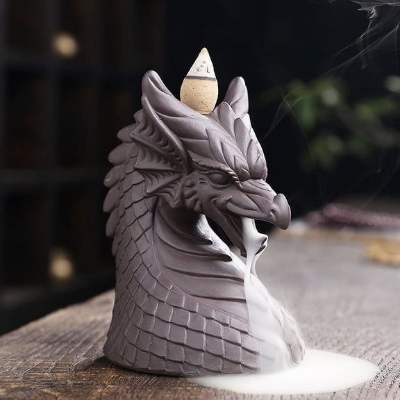 Purple Sand Wing Dragon Head Waterfall Reflow Incense Burner Creative Viewing Smoke Backflow Incense Holder Home Decoration