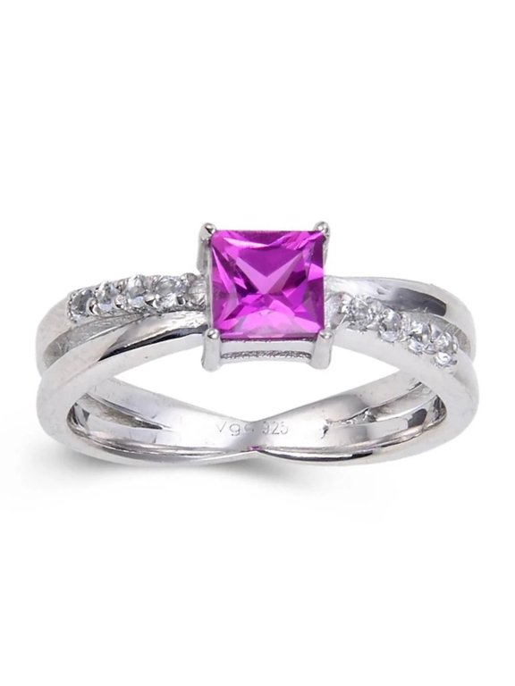 Purple Sapphire Square Split Band Ring